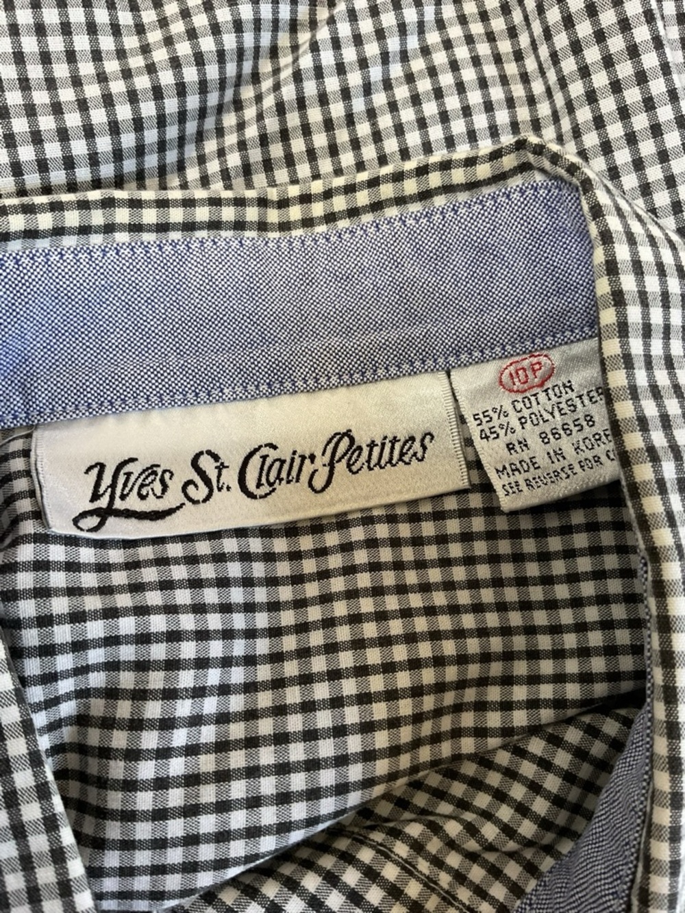 Yves St Clair Petites Gingham Button Down Shirt Small Check Workwear Classic - Picture 4 of 5
